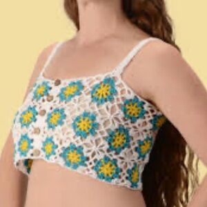 Gypsy Rose Granny Flower Crochet Halter Top Crochet Tank Top Crop